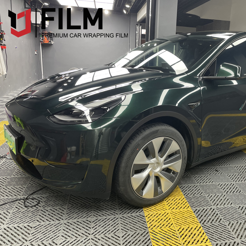 YAJIU Satin Metallic Glossy Blackish Green Car Wrap Vinyl