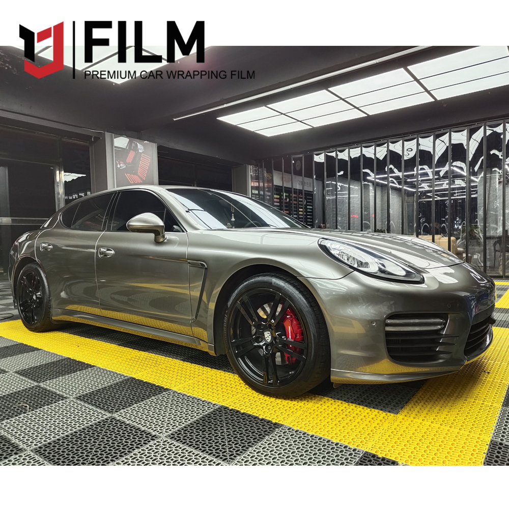 PET Liquid Metal Brown Grey Vinyl Wrap Car Color Changing Film