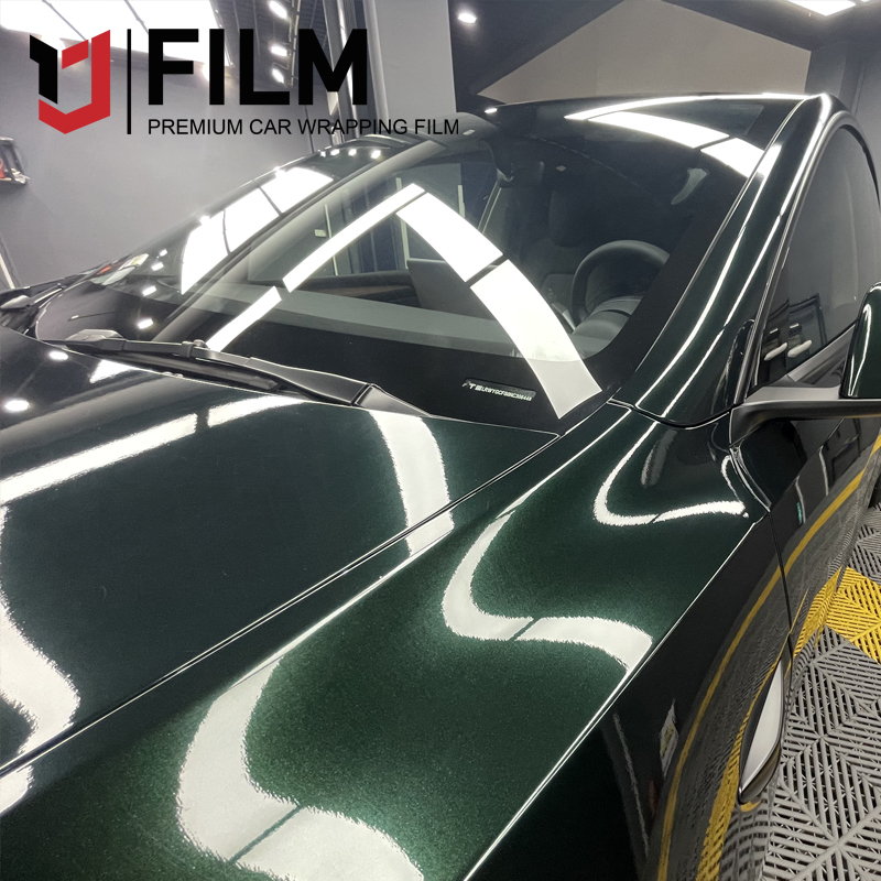 YAJIU Satin Metallic Glossy Blackish Green Car Wrap Vinyl