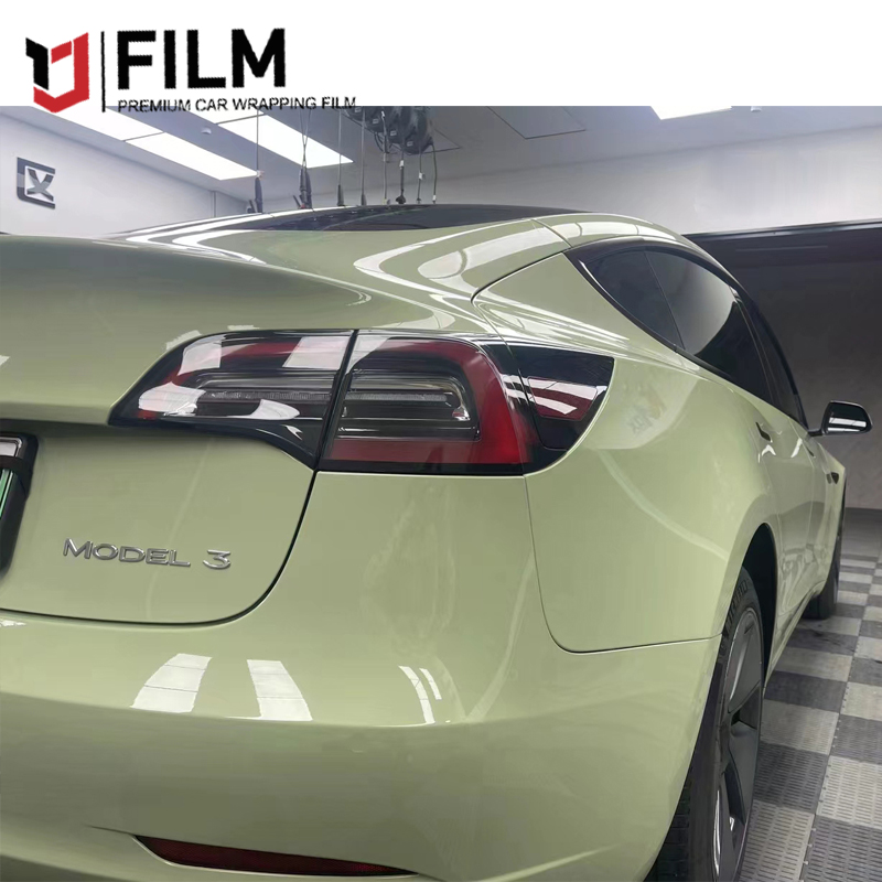 YAJIU Super Gloss Khaki Grey Vinyl Wrap Film