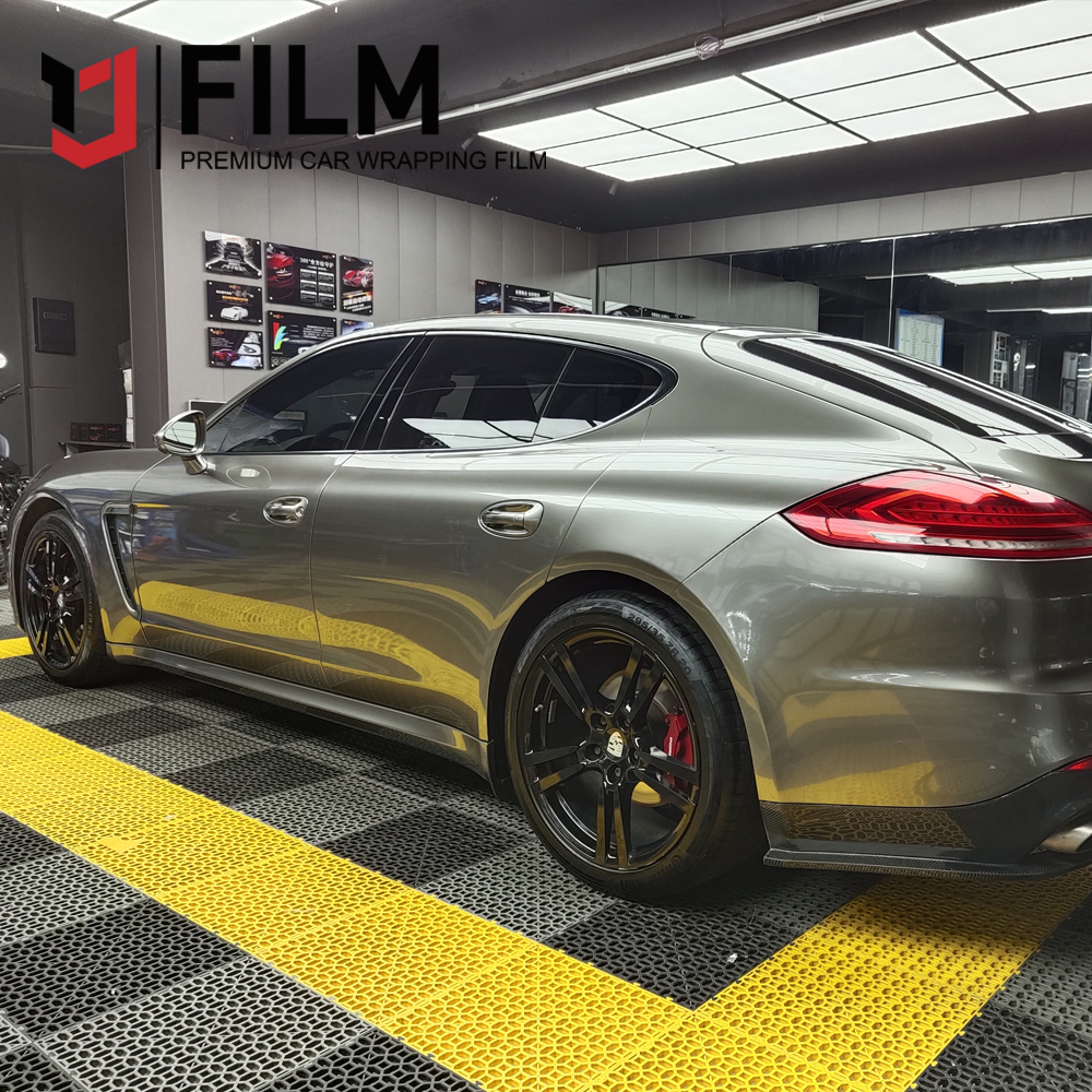 PET Liquid Metal Brown Grey Vinyl Wrap Car Color Changing Film