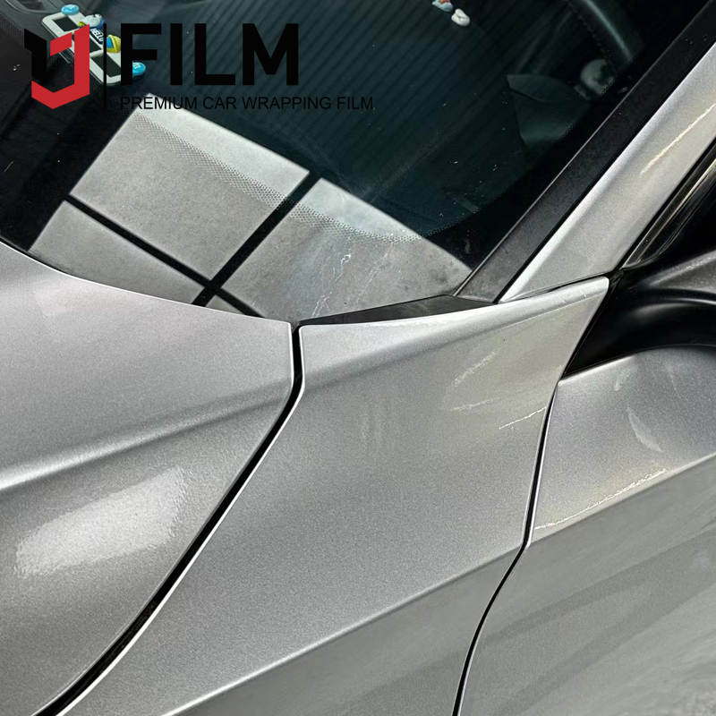 YAJIU Satin Metallic Glossy Silver Color Vehicle Wraps