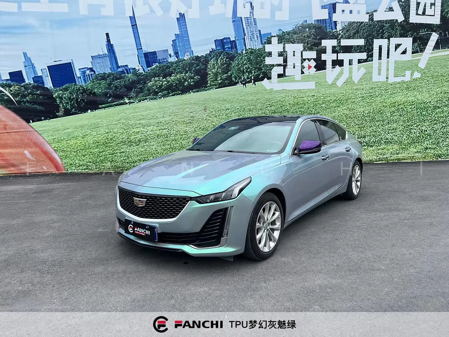 grey green car wrap