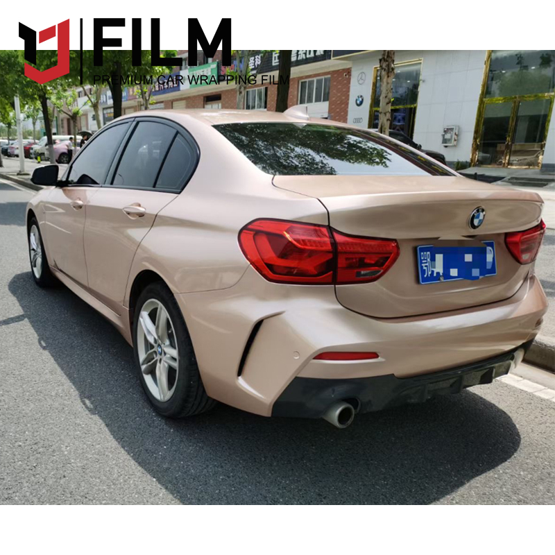 YAJIU Satin Metallic Glossy Champagne Vehicle Vinyl Wrap