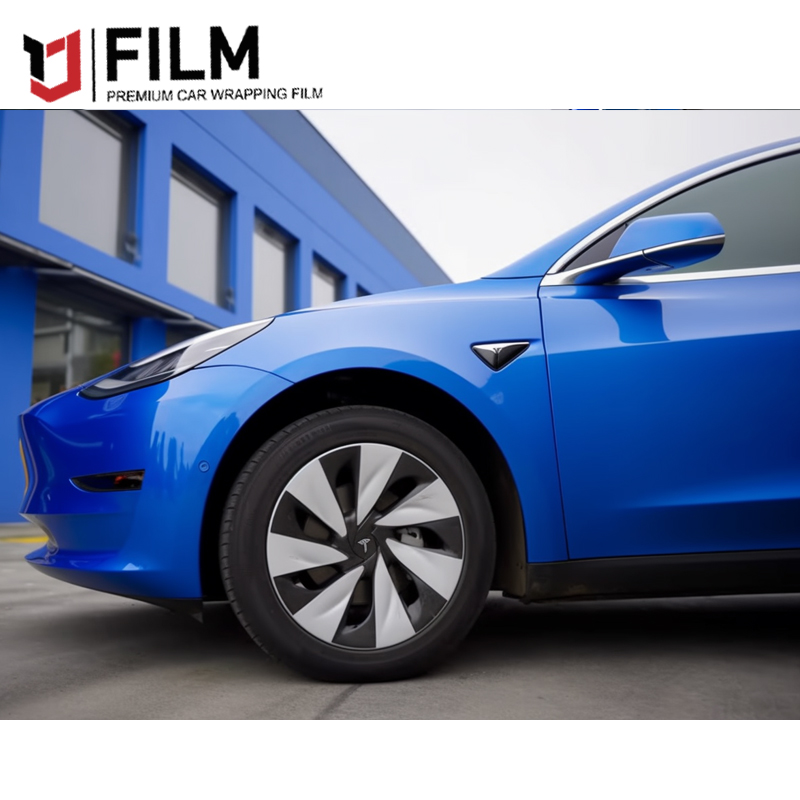 YAJIU Super Gloss Sapphire Blue Vinyl Car Wrap