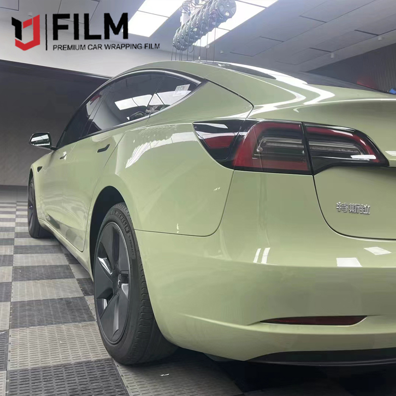 YAJIU Super Gloss Khaki Grey Vinyl Wrap Film