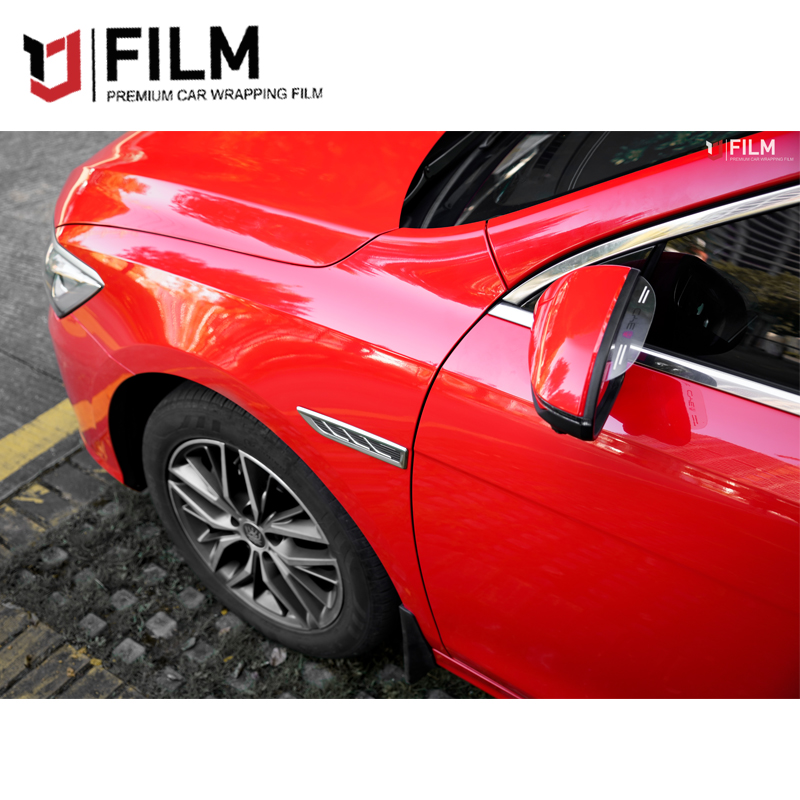 YAJIU Super Gloss Ferrari Red Car Wrap