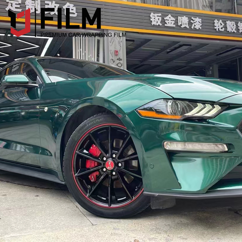 YAJIU Satin Metallic Glossy Agate Green Auto Vinyl Wrap