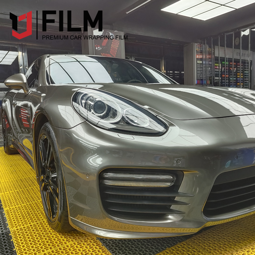 PET Liquid Metal Brown Grey Vinyl Wrap Car Color Changing Film