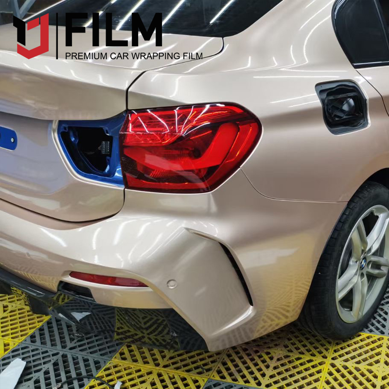 YAJIU Satin Metallic Glossy Champagne Vehicle Vinyl Wrap