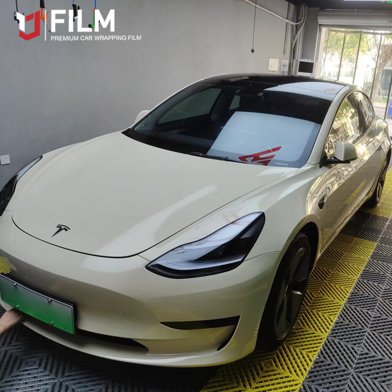 YAJIU Gloss Khaki Car Wrap Film Color Change Vinyl Wrap