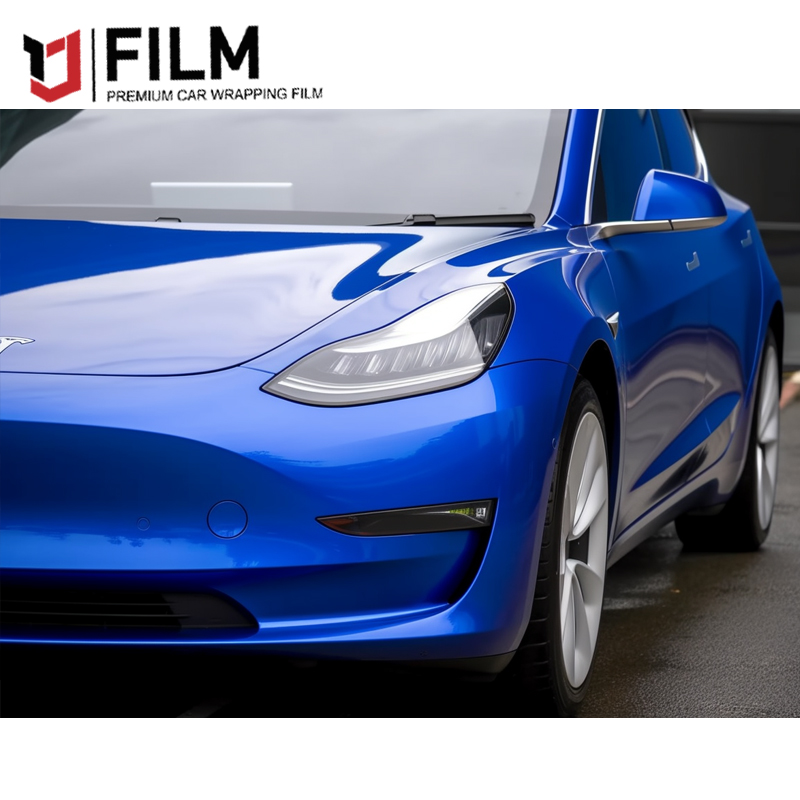 YAJIU Super Gloss Sapphire Blue Vinyl Car Wrap