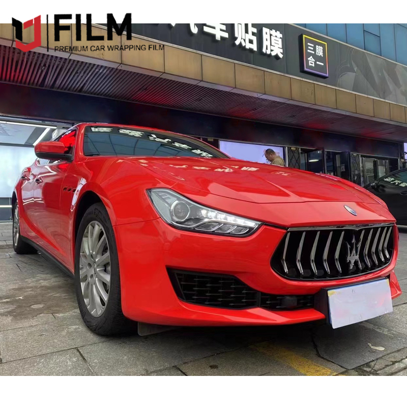 YAJIU Super Gloss Porsche Rouge Red Car Vinyl Wrap