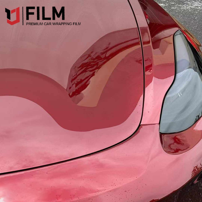 Self Adhesive PET Liquid Metal Dragon Blood Red Vinyl Wrap