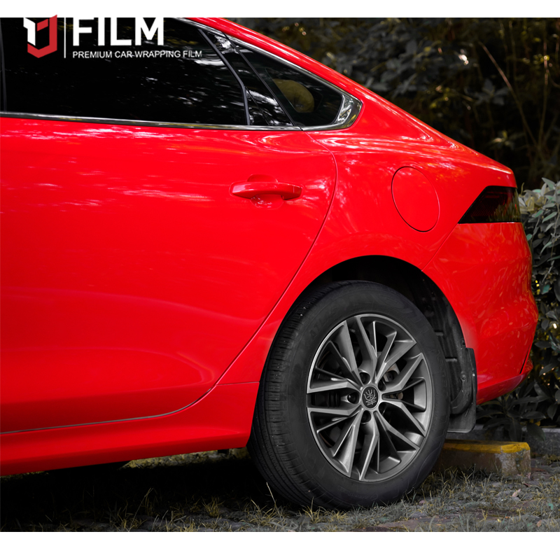 YAJIU Super Gloss Ferrari Red Car Wrap
