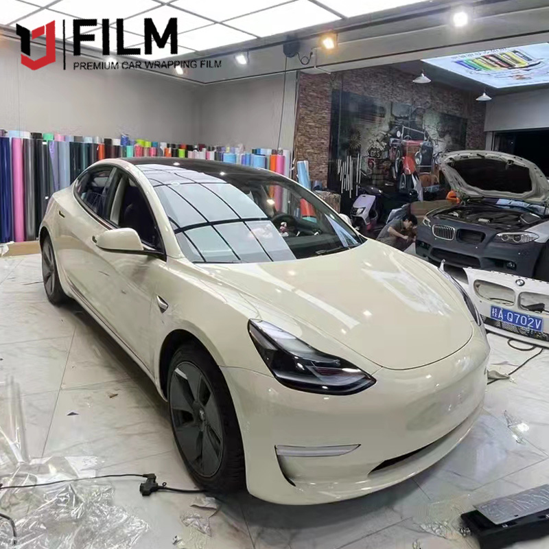 YAJIU Super Gloss Pepper White Full Car Wrap Film