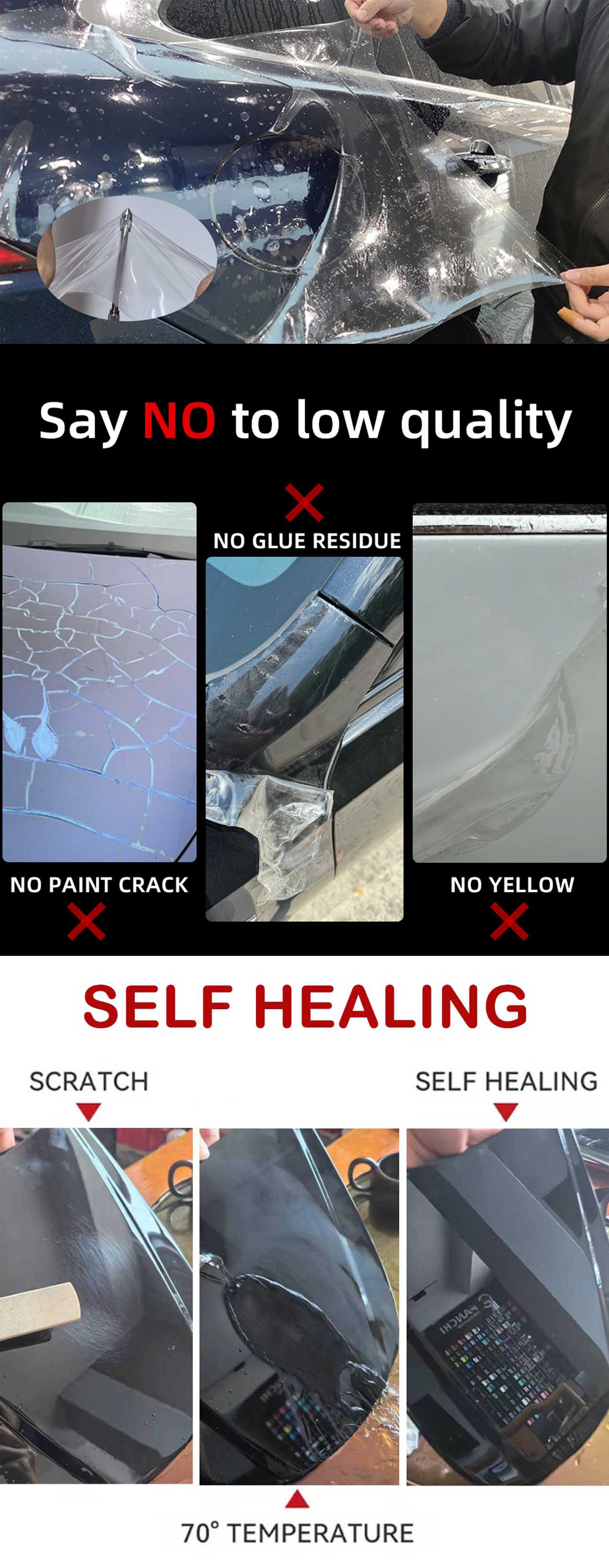 TPU Colored PPF Film Self Healing Clear Wrap PPF Vinyl Wrap