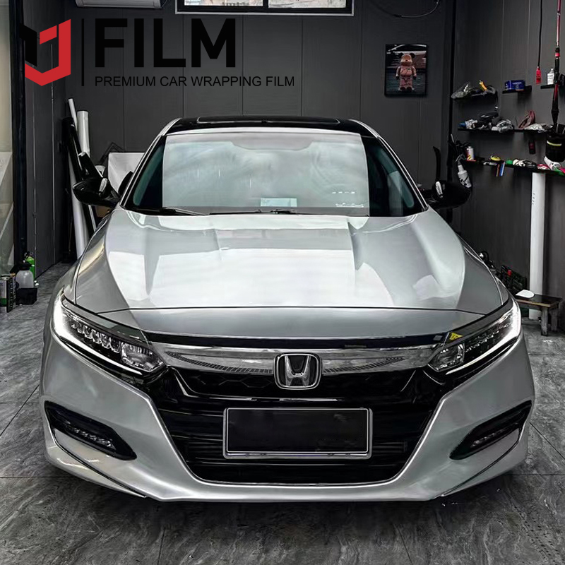 YAJIU Satin Metallic Glossy Silver Color Vehicle Wraps