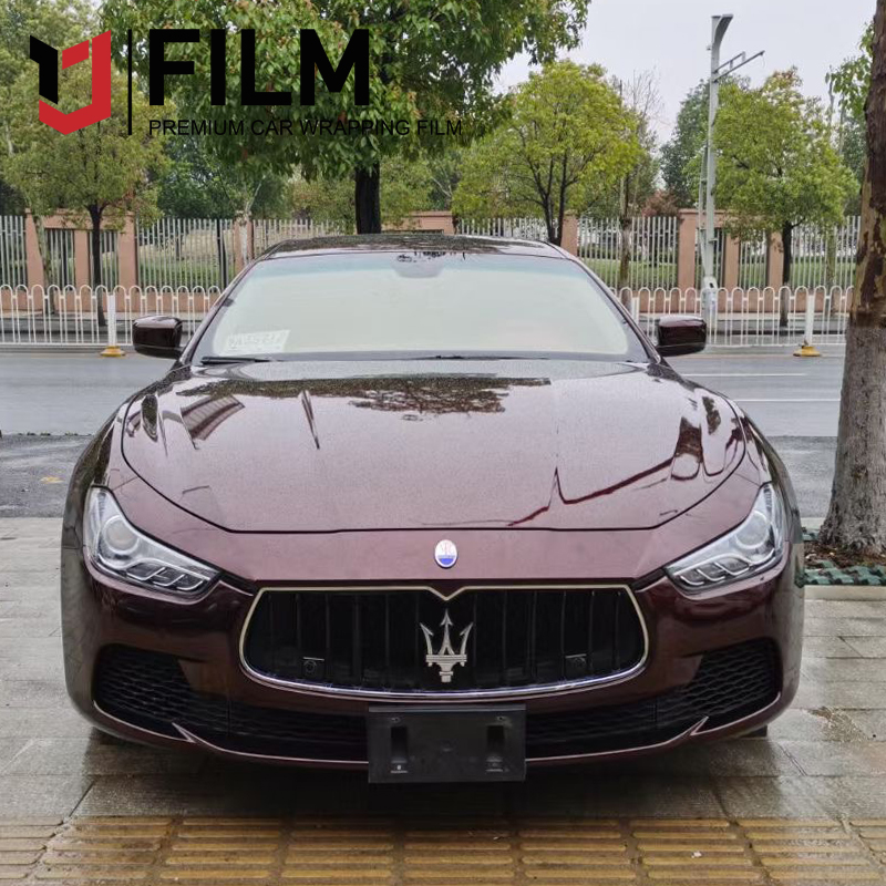 YAJIU Satin Metallic Glossy Black Rose Automotive Vinyl Wrap