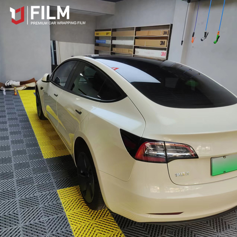 YAJIU Gloss Khaki Car Wrap Film Color Change Vinyl Wrap
