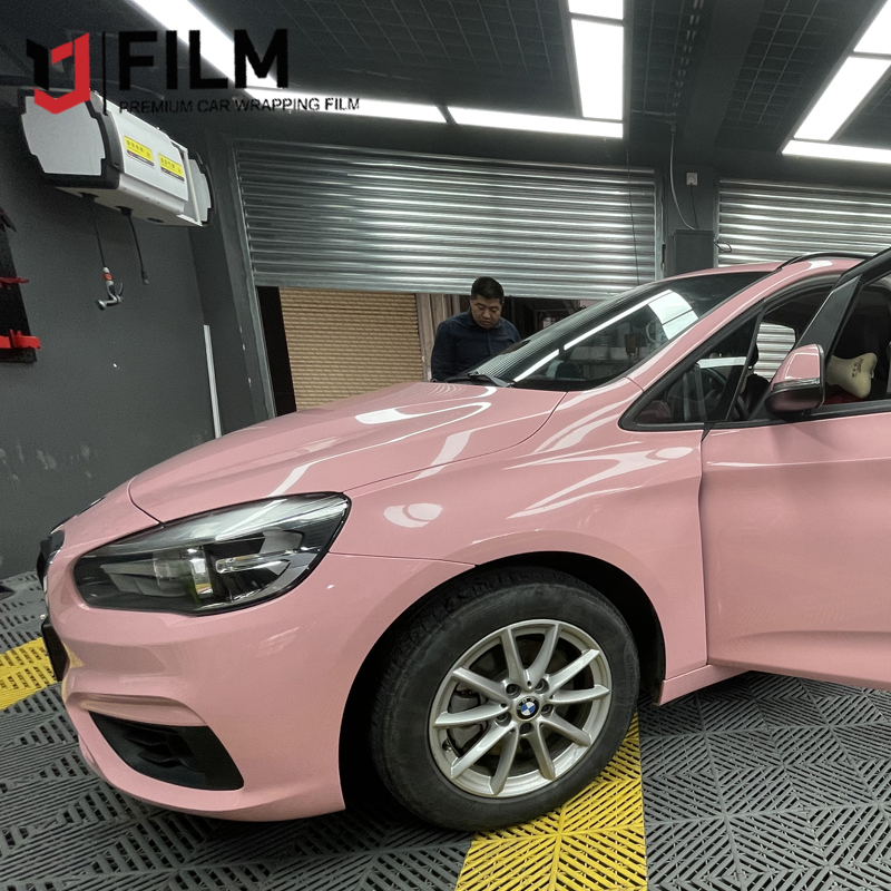 YAJIU Super Gloss Rouge Pink Car Wrap