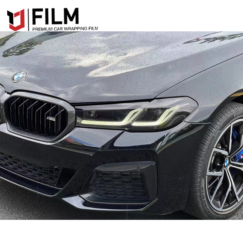 YAJIU Crystal Piano Black Vinyl Wrap For Car