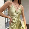 satin sexy dress lace up maxi dress manufacturer