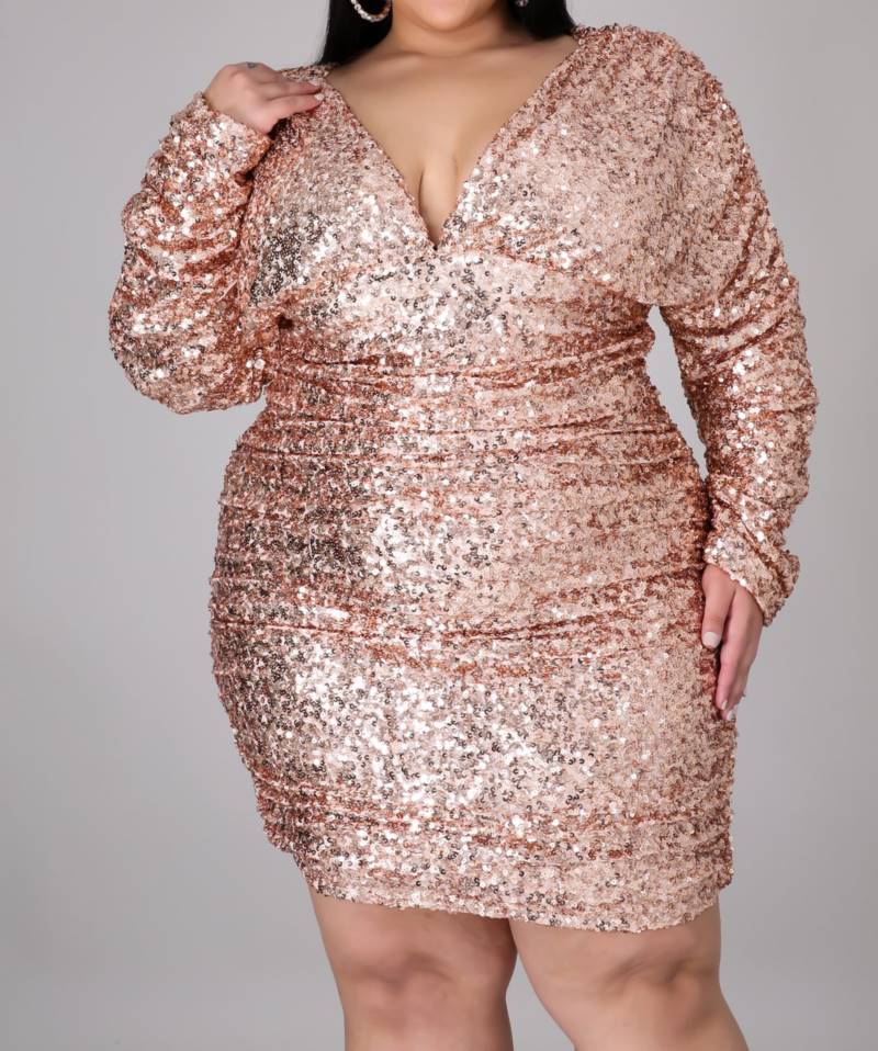 sequins dress ruched plus size dress manufacturer