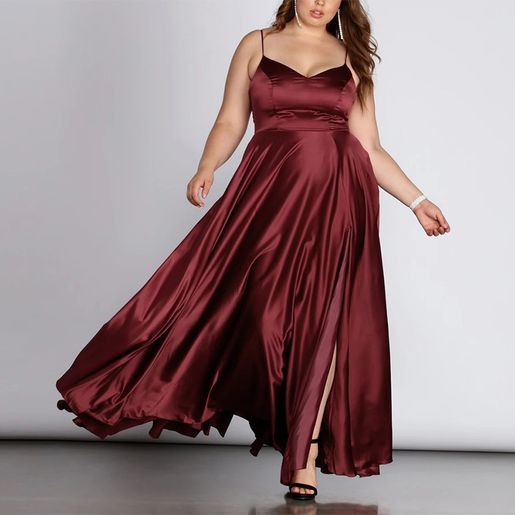 maxi satin dress custom plus size dress manufacturer