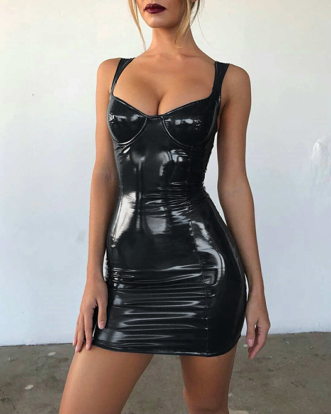 leather bodycon dress elastic mini dress manufacturer