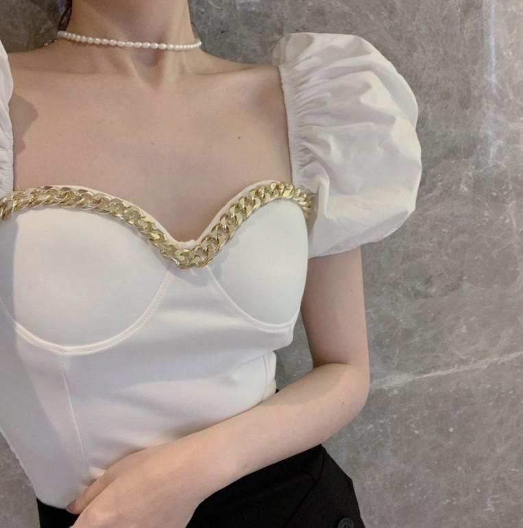 short puff sleeve crop tops manufacturer