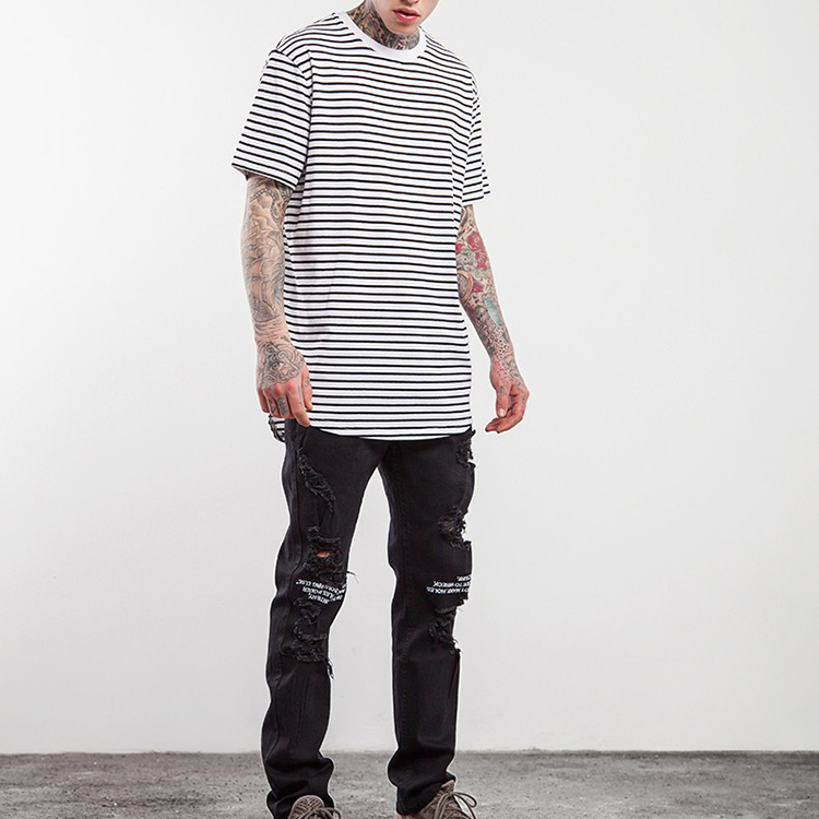 t shirts black and white striped tee manufacturer