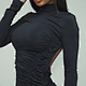 black ruched dress backless sexy dress