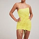 ruched mini dress yellow mesh dress manufacturer
