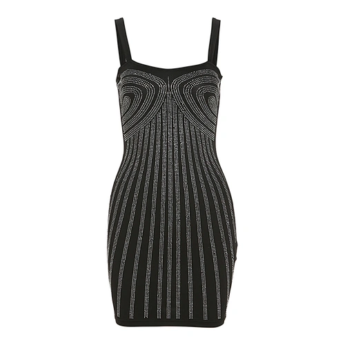 Club Spaghetti Strap Dress Elegant Casual Rhinestone Dress Women
