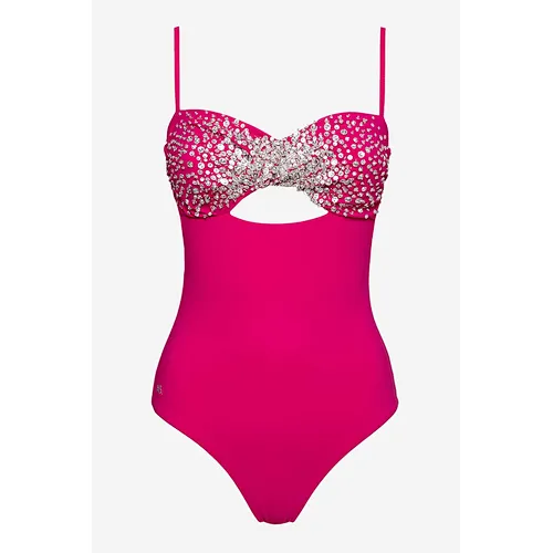 Embellished Sexy Rhinestone High Cut Swimsuit