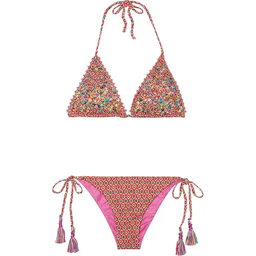 Victoire embellished sexy printed triangle bikini