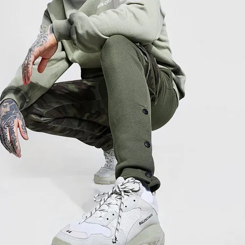 Slim Fit Camo Cargo Joggers Cotton Mens Two Toned Sweatpants