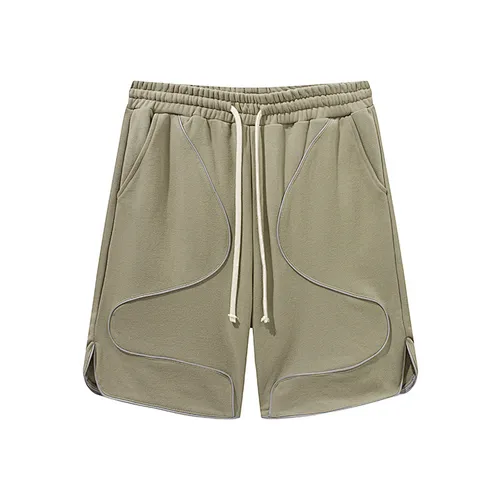 Custom Loose Men's Shorts Small Slit Hem Reflective Tape Cotton Casual Shorts
