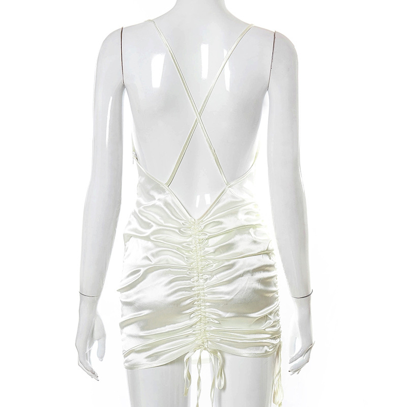 backless mini dress ruched satin dress manufacturer