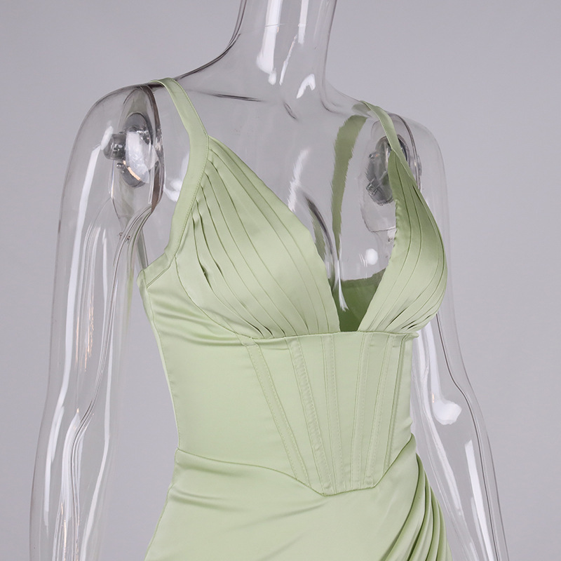 ruffle satin dress sexy midi dress manufacturer