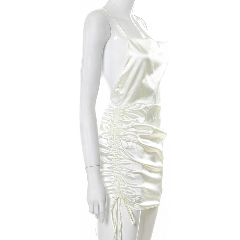 backless mini dress ruched satin dress manufacturer