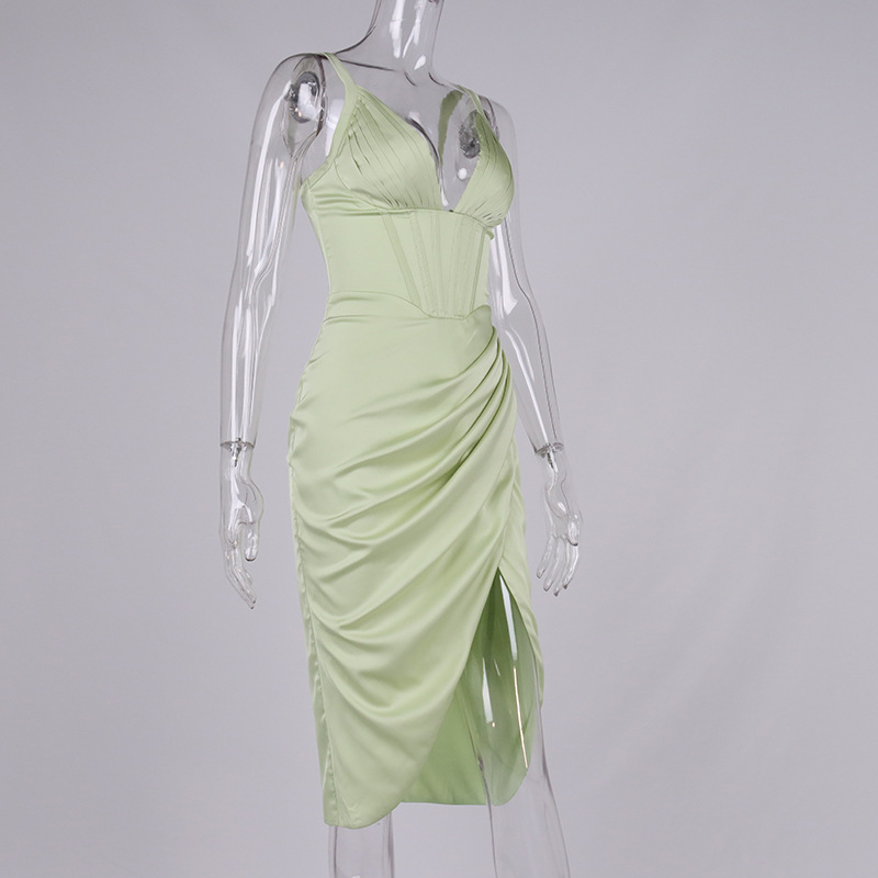 satin sexy dress midi corsets dress manufacturer