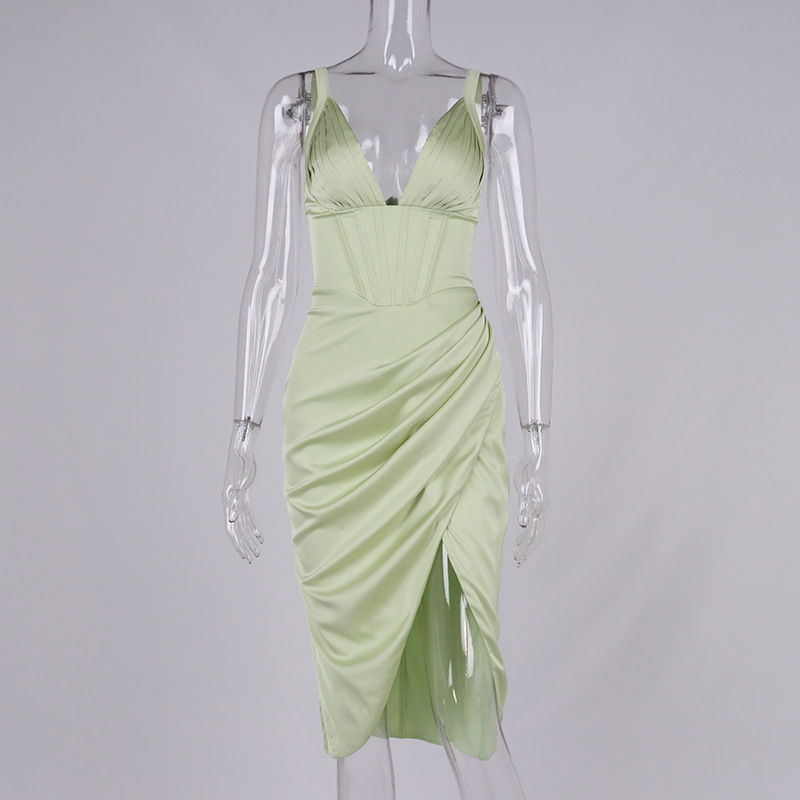 satin sexy dress midi corsets dress manufacturer