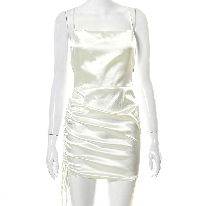 backless mini dress ruched satin dress manufacturer