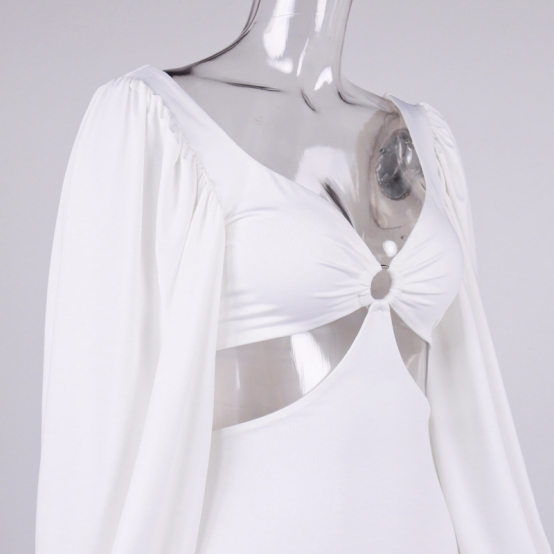 cut out bodycon dress puff sleeve dress manufacturer