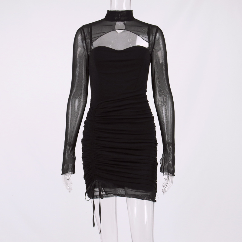 party club dress black hollow out dress manufacturer
