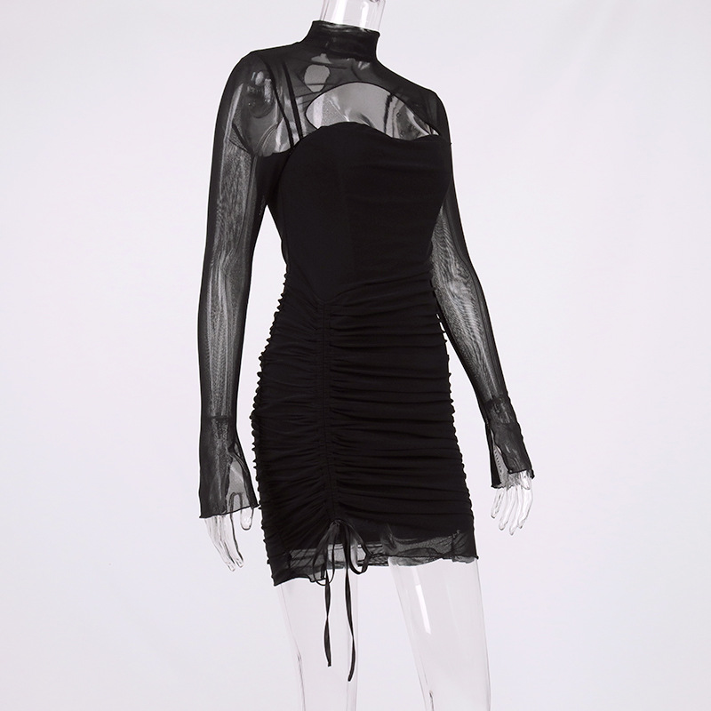 party club dress black hollow out dress manufacturer