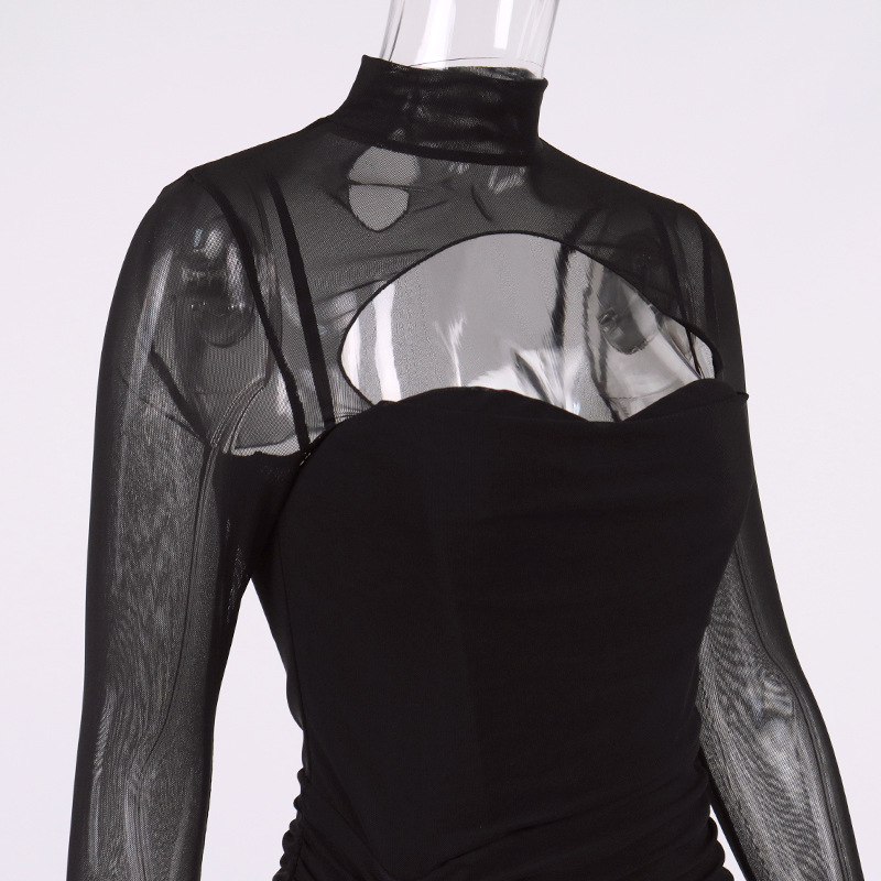 party club dress black hollow out dress manufacturer