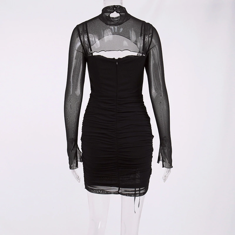 party club dress black hollow out dress manufacturer